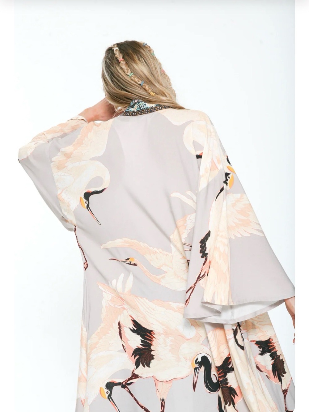 Aratta Story of the Crane Kimono in Lavender Slate, NWT - Picture 6 of 7